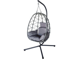Rattan Hänge-Ei-Sessel "Cosi" - 99 x 92 x 194 cm - Grau