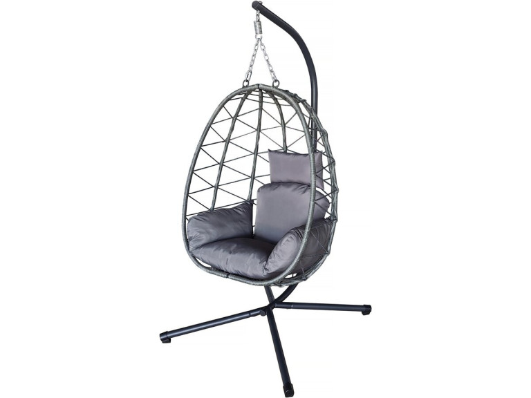 Rattan Hänge-Ei-Sessel "Cosi" - 99 x 92 x 194 cm - Grau