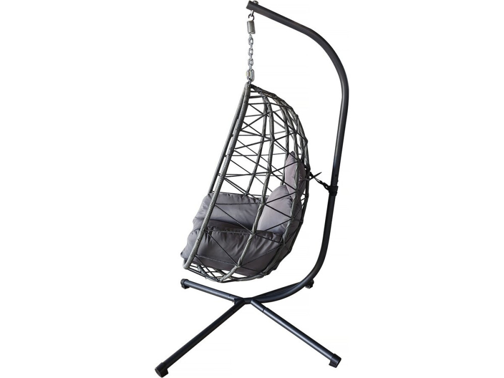 Rattan Hänge-Ei-Sessel "Cosi" - 99 x 92 x 194 cm - Grau