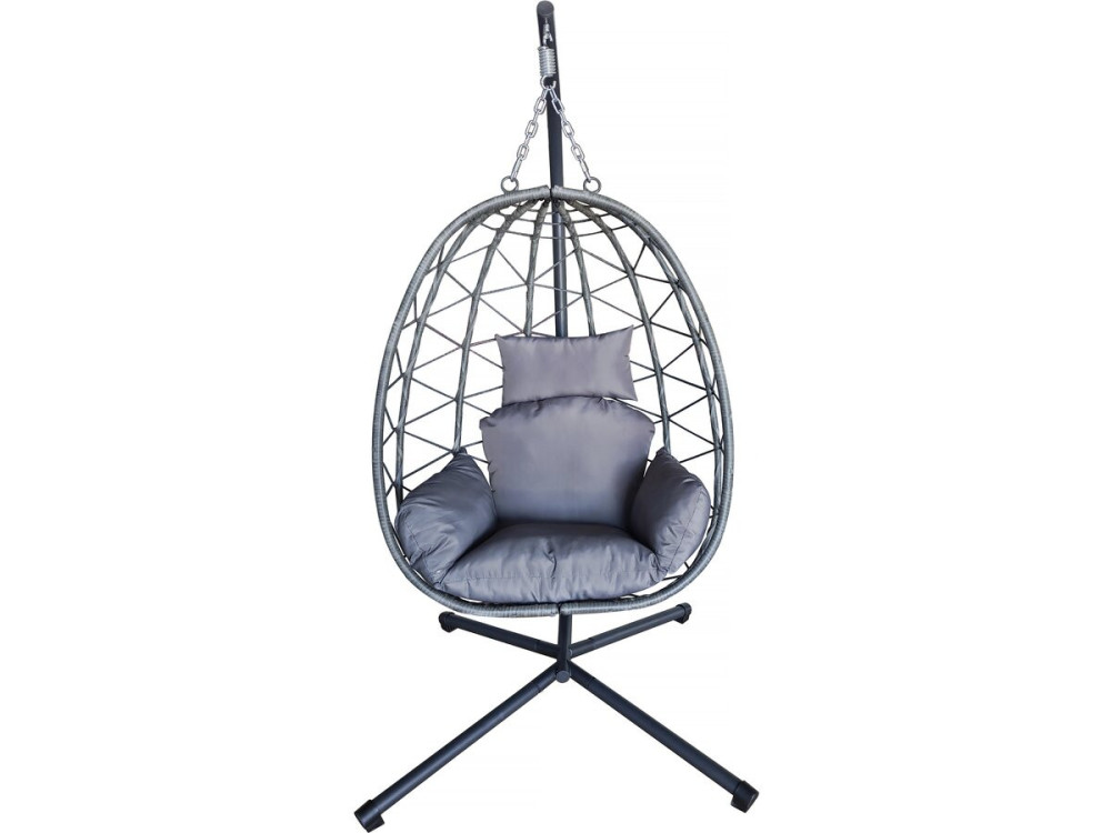 Rattan Hänge-Ei-Sessel "Cosi" - 99 x 92 x 194 cm - Grau