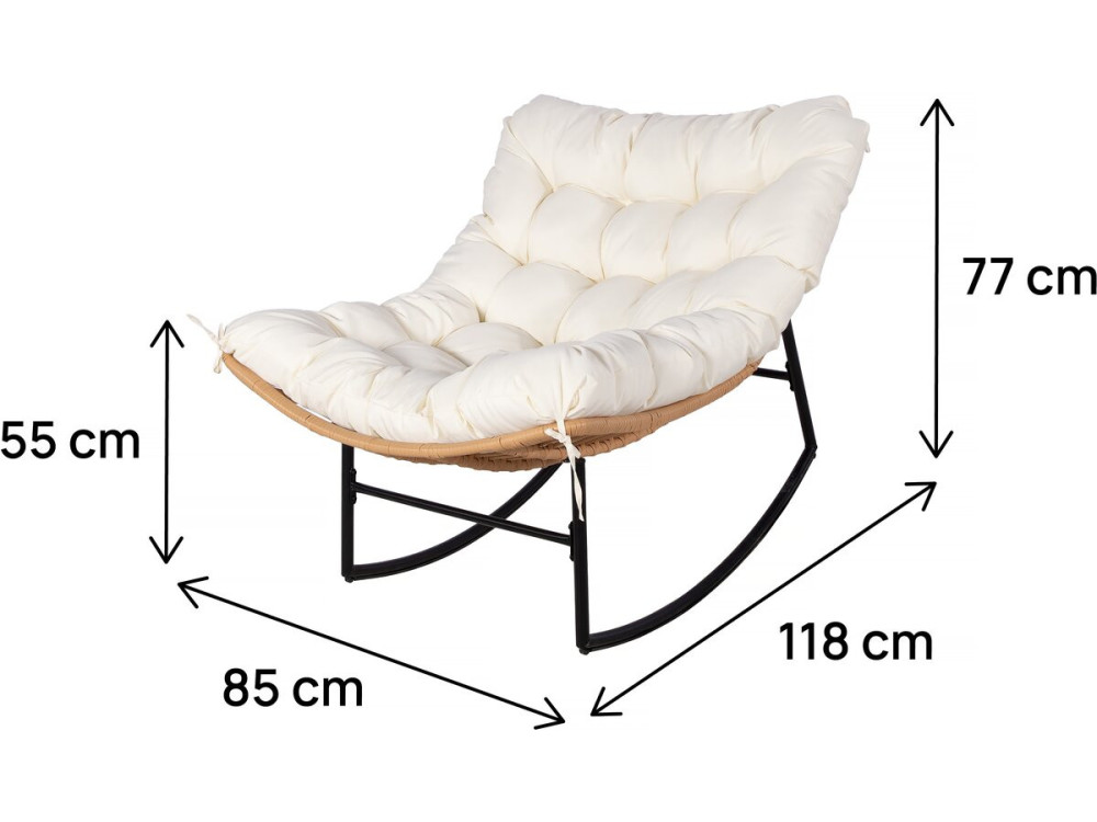 Papasan Schaukelstuhl mit Innen-/Außenkissen "Papaya" - Beige