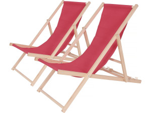 2er-Set Liegestühle aus Holz "Chilienne" - 107 x 56,5 x 81 cm - Rot