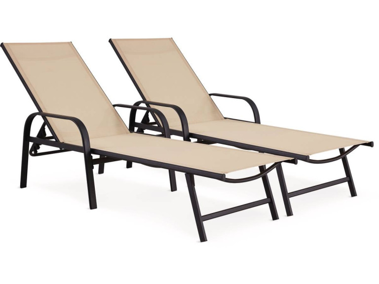 2er-Set Sonnenliegen aus Metall "Farniente - Beige