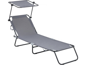 Klappbare Sonnenliege "Lazy" - Mit Sonnenschutz - Grau