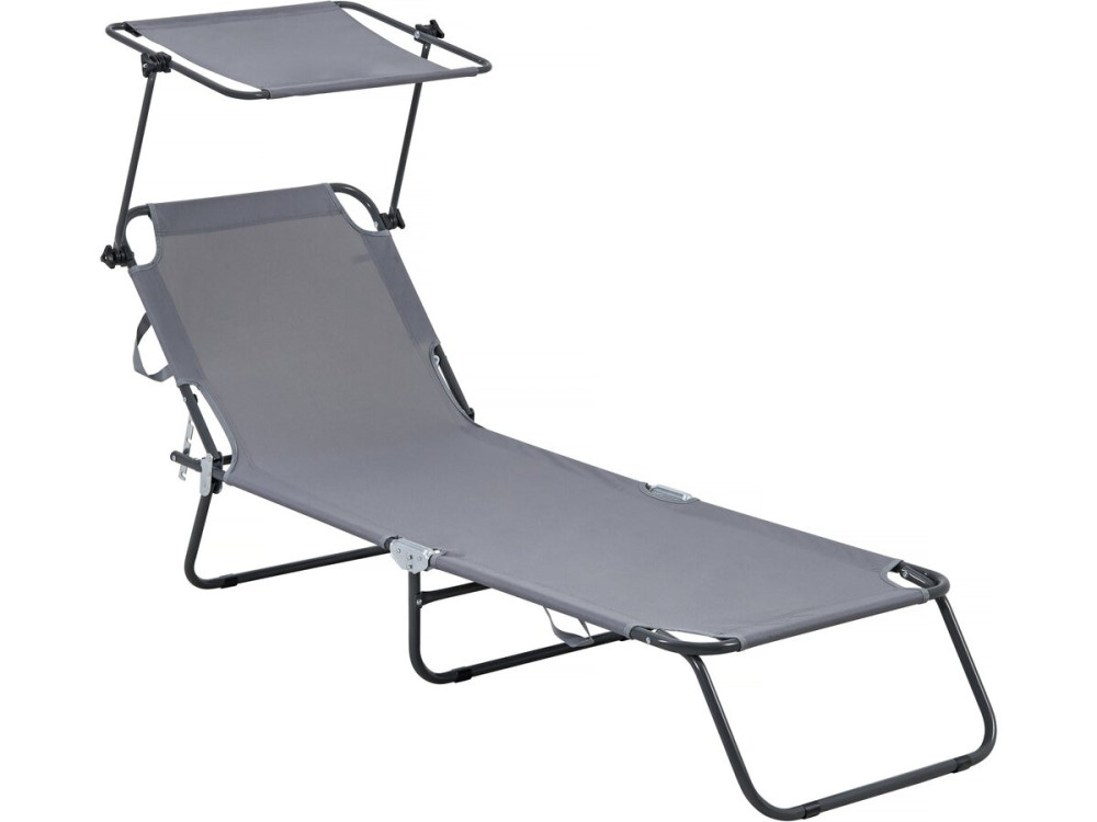 Klappbare Sonnenliege "Lazy" - Mit Sonnenschutz - Grau