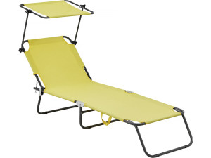 Klappbare Sonnenliege "Lazy" - Mit Sonnenschutz - Gelb
