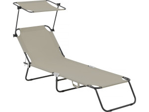 Klappbare Sonnenliege "Lazy" - Mit Sonnenschutz - Taupe