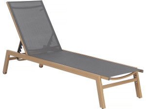 Sonnenliege „Elysia“ aus Aluminium in Holzoptik – Grau