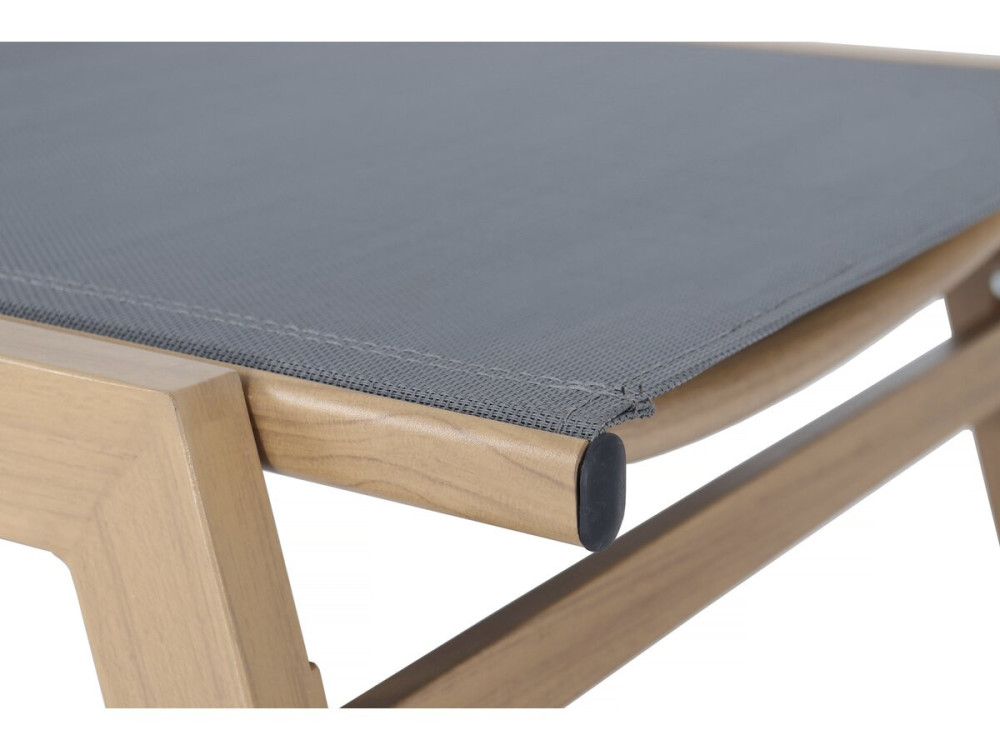 Sonnenliege „Elysia“ aus Aluminium in Holzoptik – Grau