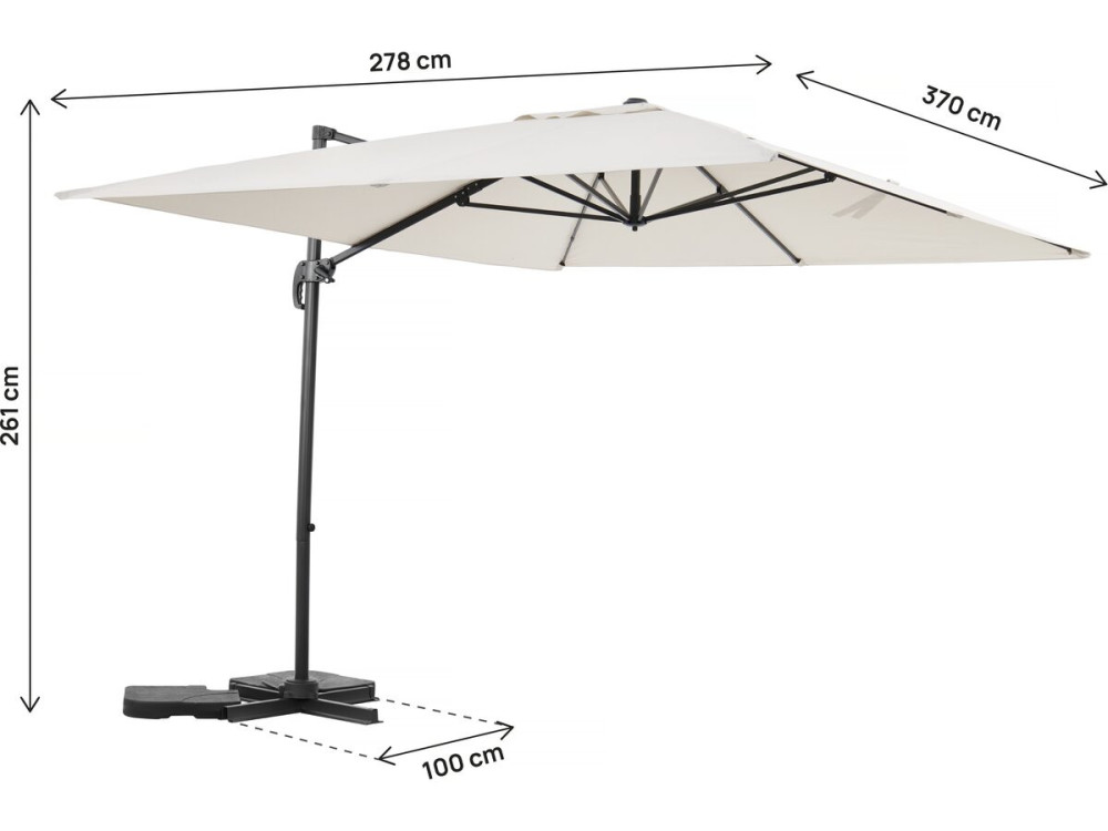 Ampelschirm aus Aluminium "Sky 4" - 3 x 4 m - Ecru