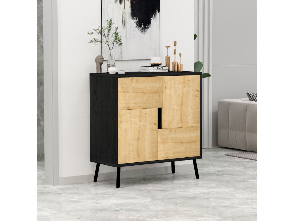 Multifunktionsschrank aus Holz "Darien" - 76.5 x 35 x 79.5 cm - Holz Schwarz