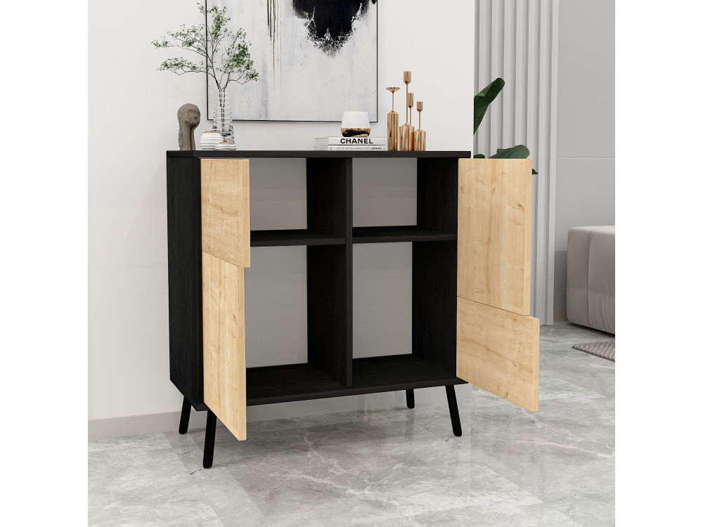 Multifunktionsschrank aus Holz "Darien" - 76.5 x 35 x 79.5 cm - Holz Schwarz