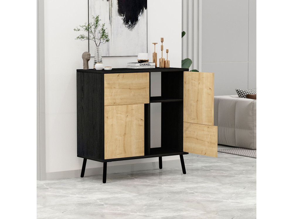 Multifunktionsschrank aus Holz "Darien" - 76.5 x 35 x 79.5 cm - Holz Schwarz