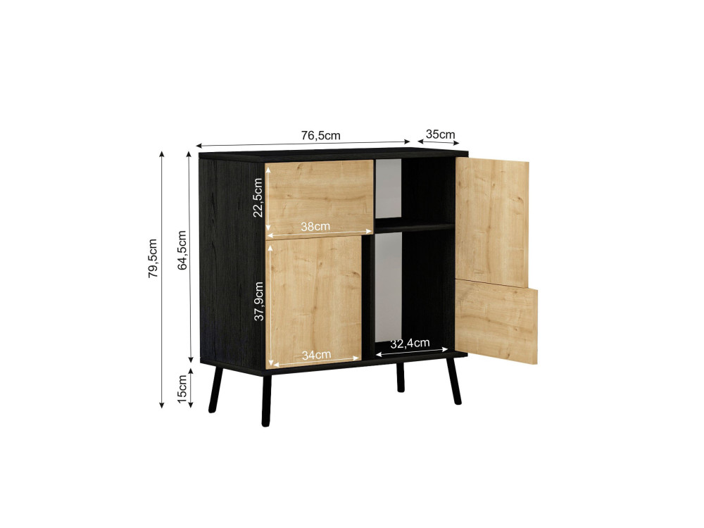 Multifunktionsschrank aus Holz "Darien" - 76.5 x 35 x 79.5 cm - Holz Schwarz
