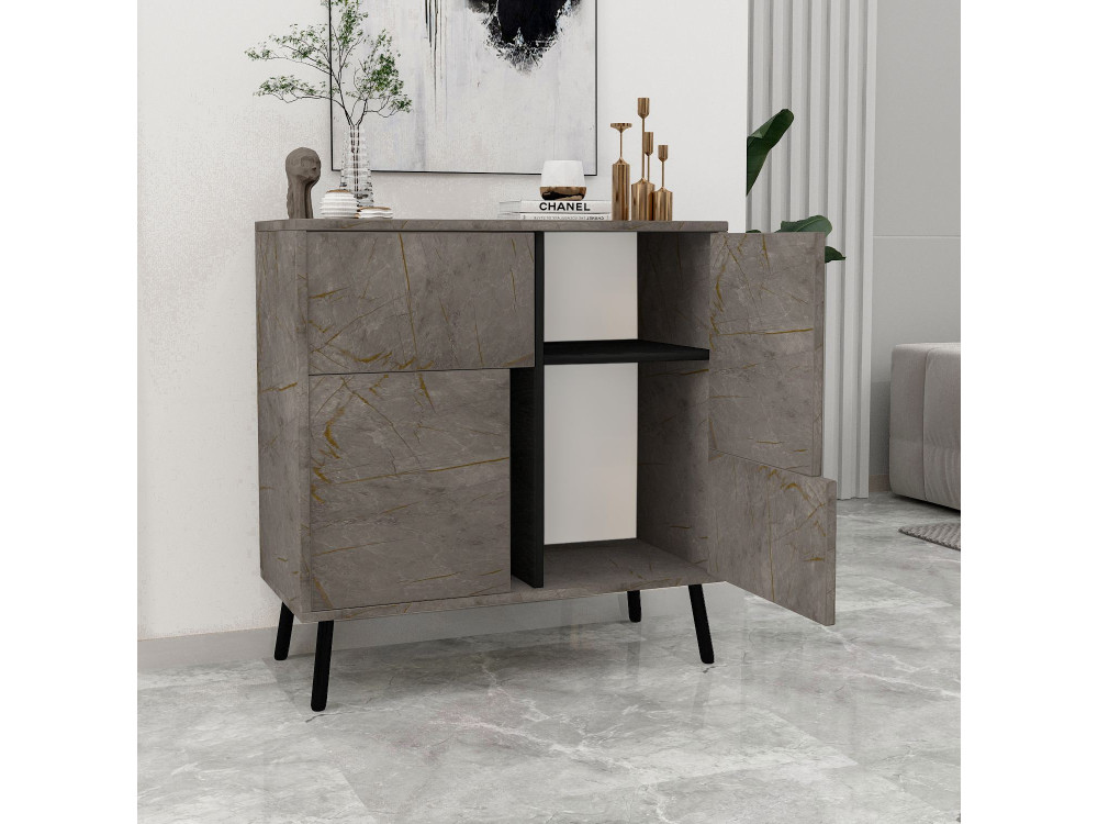Multifunktionsschrank aus Holz "Darien" - 76.5 x 35 x 79.5 cm - Marmor