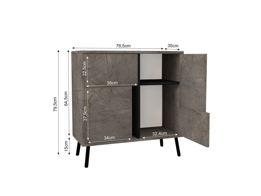 Multifunktionsschrank aus Holz "Darien" - 76.5 x 35 x 79.5 cm - Marmor