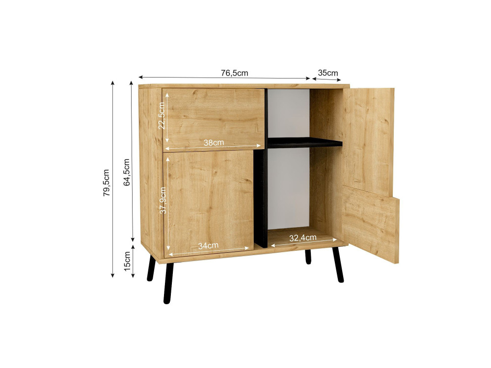 Anrichte aus Holz "Darien" - 76 x 35 x 79 cm - Beige