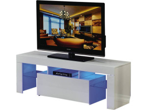 TV-Möbel mit LED "Borda" - 130 x 34 x 45 cm - Weiß lackiert
