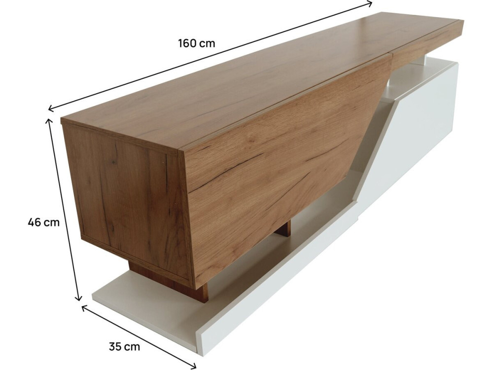 TV-Schrank „Ceelias“ – 160 x 35 x 46 cm – Weiß/Dunkelbraun