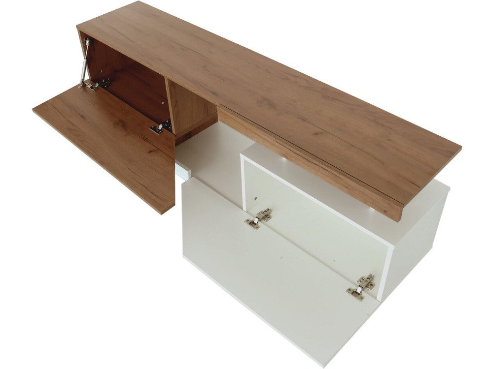 TV-Schrank „Ceelias“ – 160 x 35 x 46 cm – Weiß/Dunkelbraun