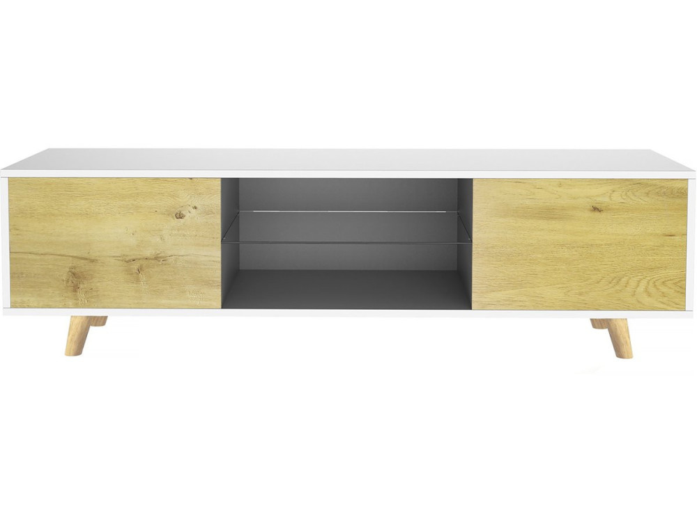 TV-Möbel LED "Inna" - 140 x 42 x 45 cm - Weiß/Eiche