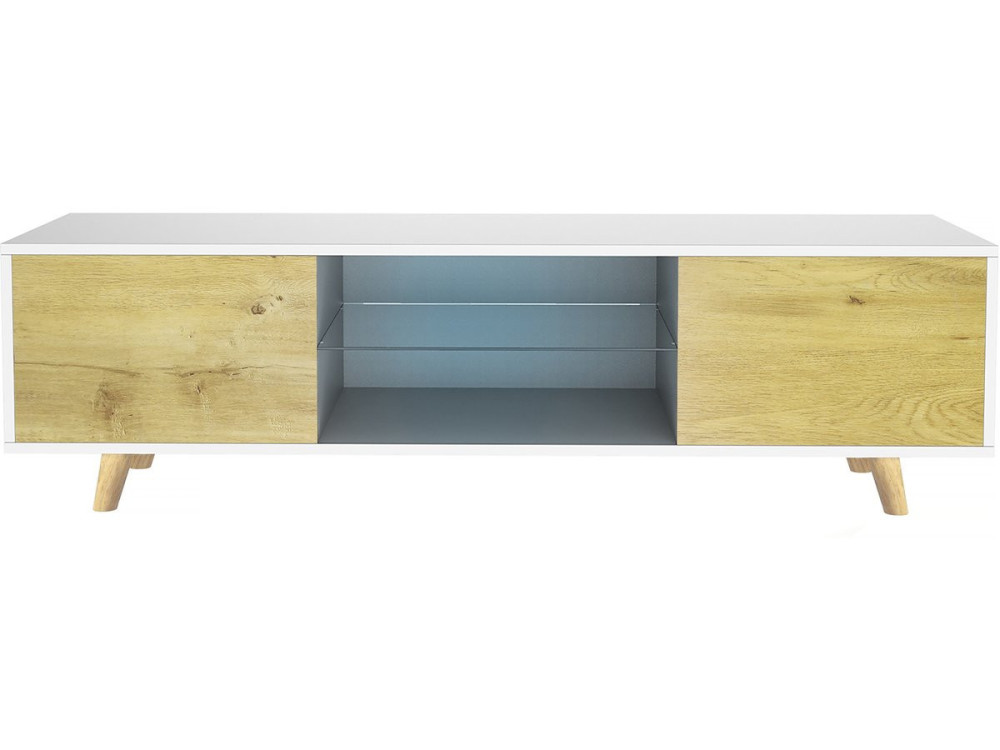 TV-Möbel LED "Inna" - 140 x 42 x 45 cm - Weiß/Eiche