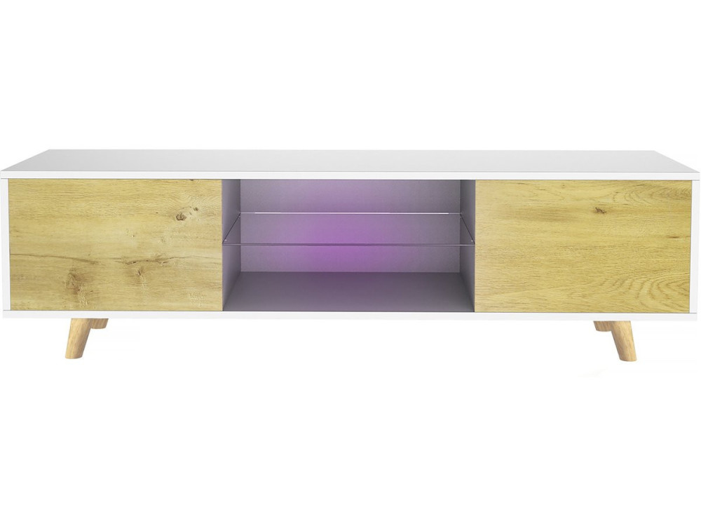 TV-Möbel LED "Inna" - 140 x 42 x 45 cm - Weiß/Eiche