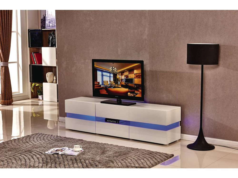 TV-Möbel mit LED "Vida" - 177 x 39 x 45 cm - Weiß lackiert