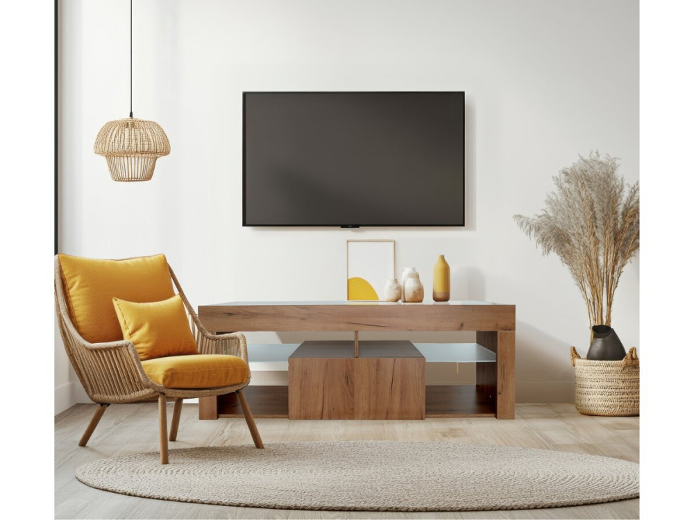 Designer TV-Möbel aus Holz "Hugo" - 140 x 40 x 50 cm - Braun