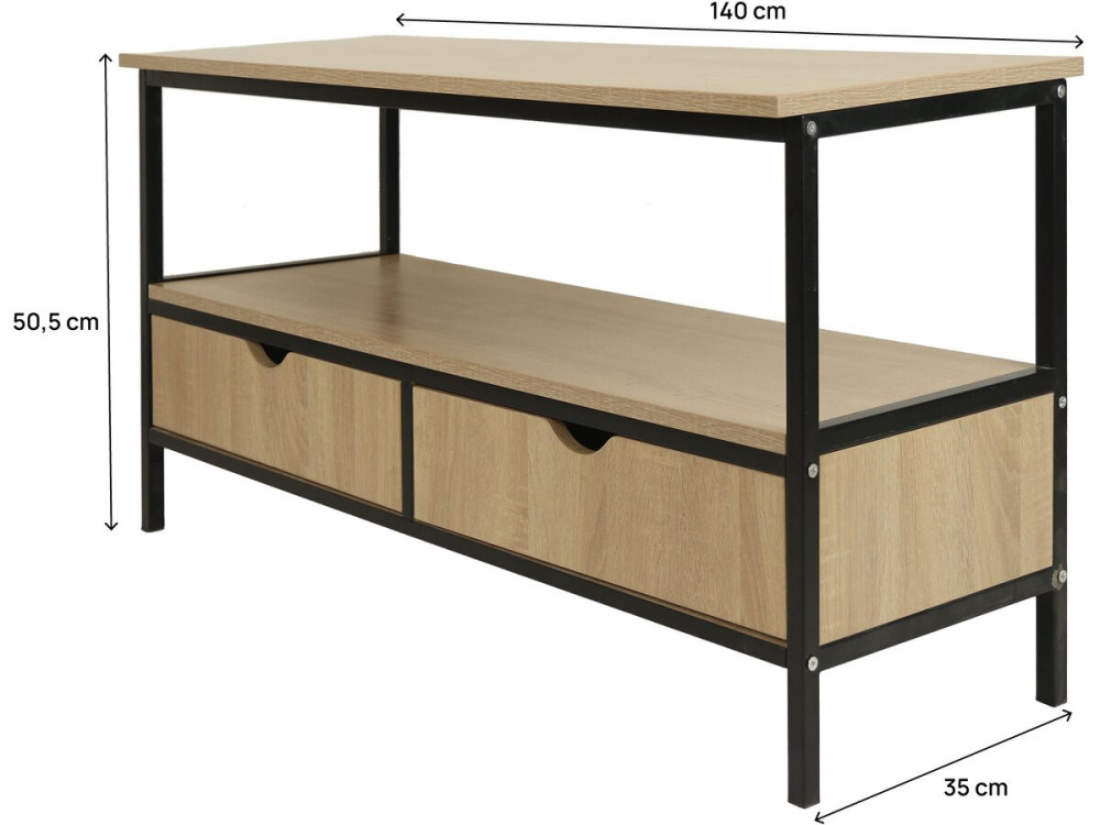 TV-Schrank "Detroit" im Industriestil mit Schublade - 113 x 40 x 55 cm - Beige