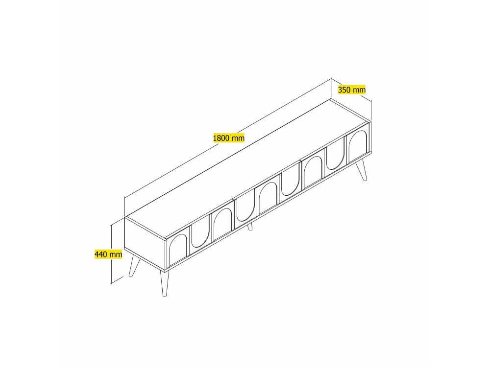 TV-Ständer „Lyon“ aus Holz – 180 x 35 x 44 cm – Creme/Walnuss