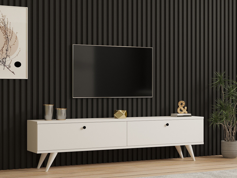 TV-Möbel aus Holz "Paris" - 160 x 25 x 40 cm - Weiß