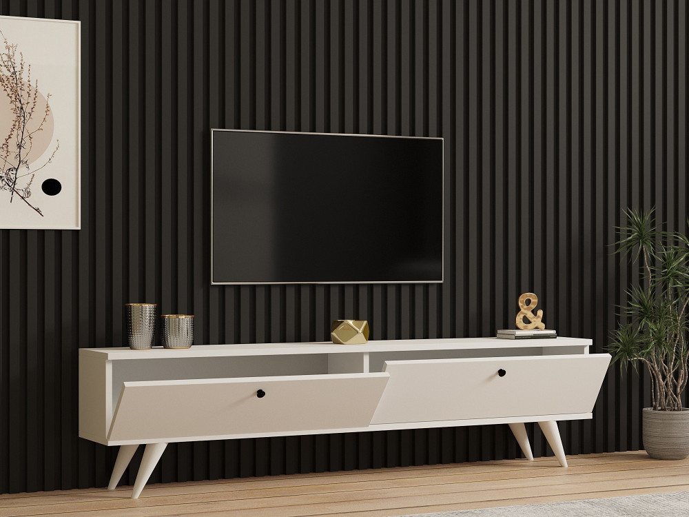 TV-Möbel aus Holz "Paris" - 160 x 25 x 40 cm - Weiß