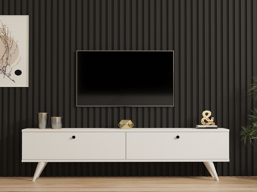 TV-Möbel aus Holz "Paris" - 160 x 25 x 40 cm - Weiß