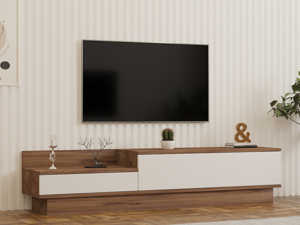 TV-Möbel aus Holz "Barko" - 160 x 35 x 35 cm - AtlantikkieferWeiß