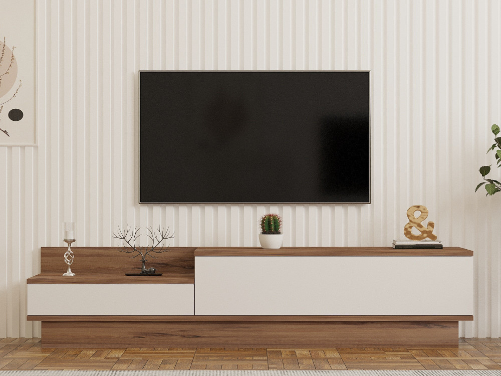 TV-Möbel aus Holz "Barko" - 160 x 35 x 35 cm - AtlantikkieferWeiß