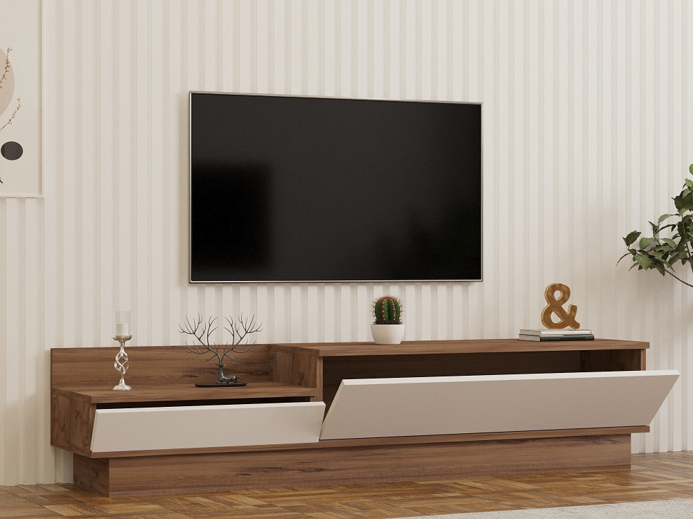 TV-Möbel aus Holz "Barko" - 160 x 35 x 35 cm - AtlantikkieferWeiß