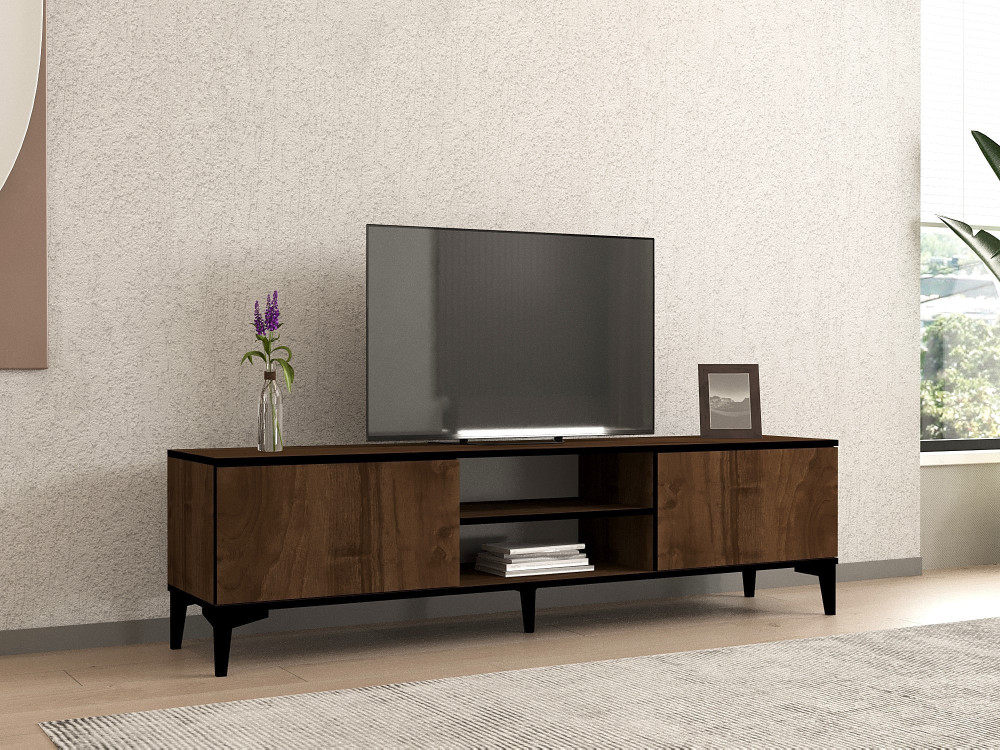 TV-Möbel aus Holz "Erem" - 180 x 40 x 45 cm - NussbaumSchwarz
