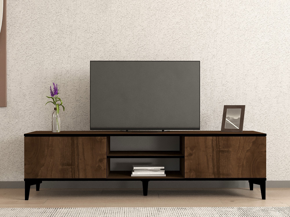 TV-Möbel aus Holz "Erem" - 180 x 40 x 45 cm - NussbaumSchwarz