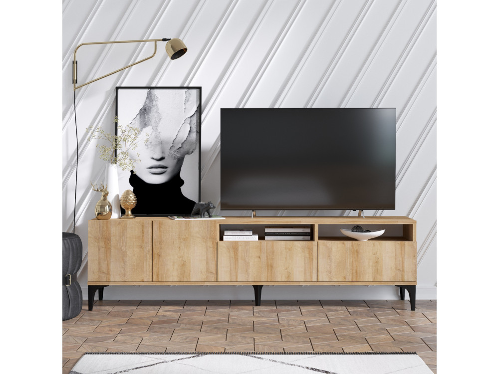 TV-Möbel aus Holz "Ross" - 180 x 35 x 52 cm - Eiche