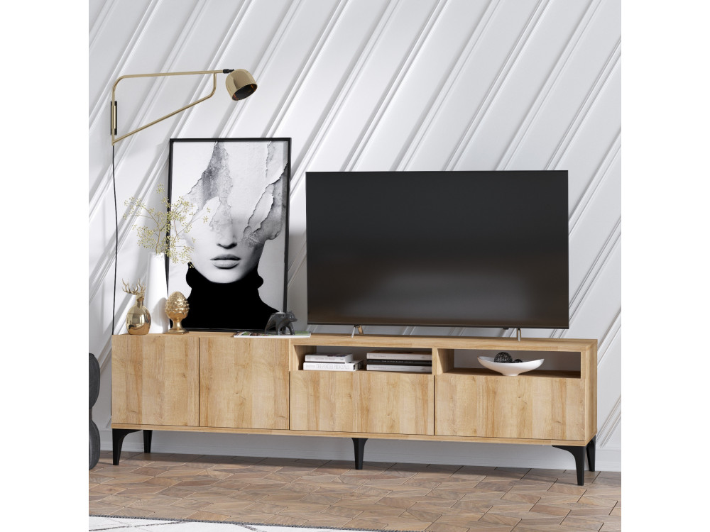 TV-Möbel aus Holz "Ross" - 180 x 35 x 52 cm - Eiche