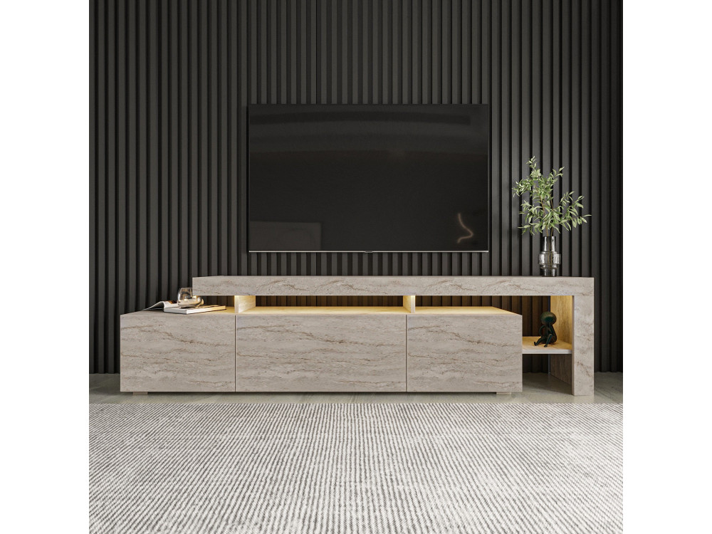 TV-Möbel aus Holz "Beliz" - 192 x 37 x 53 cm - Travertin