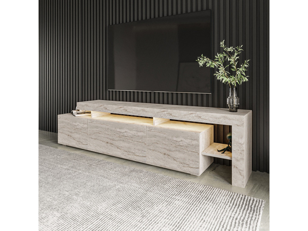 TV-Möbel aus Holz "Beliz" - 192 x 37 x 53 cm - Travertin