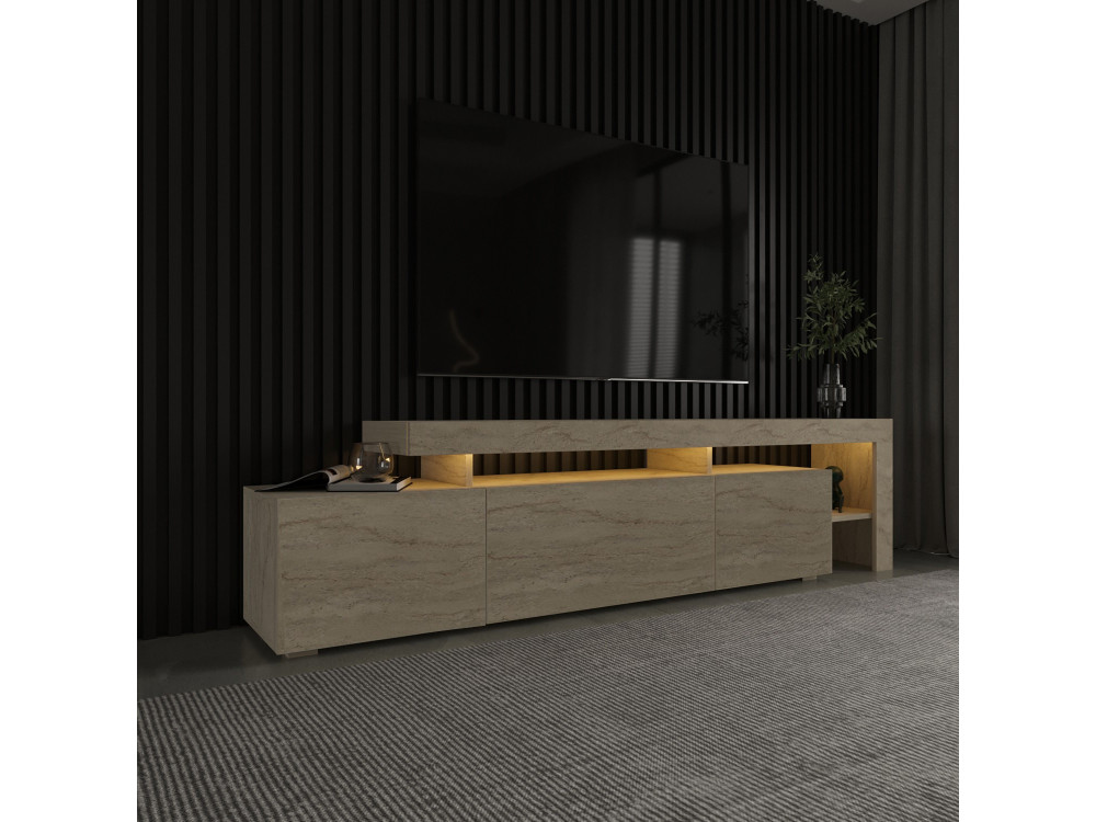 TV-Möbel aus Holz "Beliz" - 192 x 37 x 53 cm - Travertin