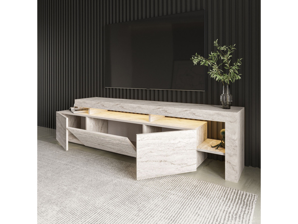 TV-Möbel aus Holz "Beliz" - 192 x 37 x 53 cm - Travertin