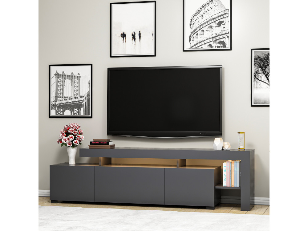 TV-Möbel aus Holz "Beliz" - 192 x 37 x 53 cm - Anthrazit