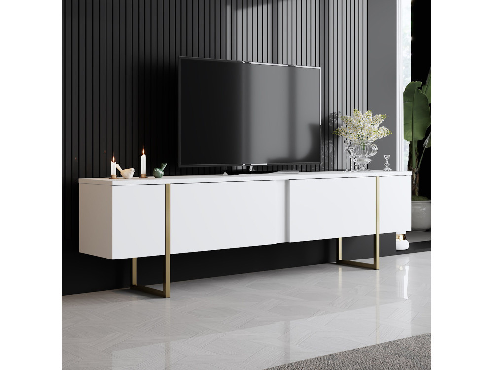 TV-Möbel aus Holz "Luxe" - 180 x 30 x 50 cm - Weißgold