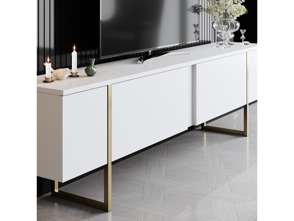 TV-Möbel aus Holz "Luxe" - 180 x 30 x 50 cm - Weißgold