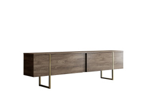 TV-Möbel aus Holz "Luxe" - 180 x 30 x 50 cm - NussbaumGold
