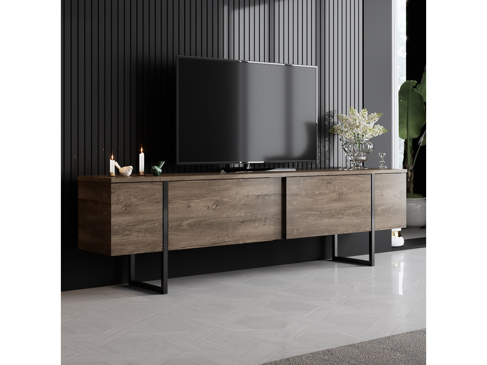 TV-Möbel aus Holz "Luxe" - 180 x 30 x 50 cm - NussbaumSchwarz